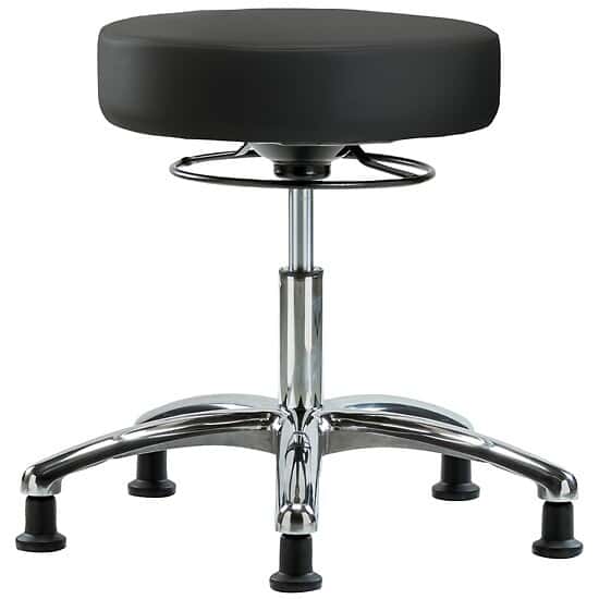 Cole-Parmer Ergonomic Stool, Vinyl, Desk Height, Black, Gliders