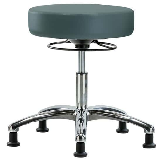 Cole-Parmer Ergonomic Stool, Vinyl, Desk Height, Blue, Gliders