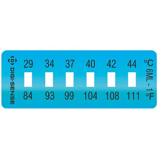 Cole-Parmer Irreversible 6-Point Horizontal Temperature Label, 84-111F/29-44C; 10/Pk