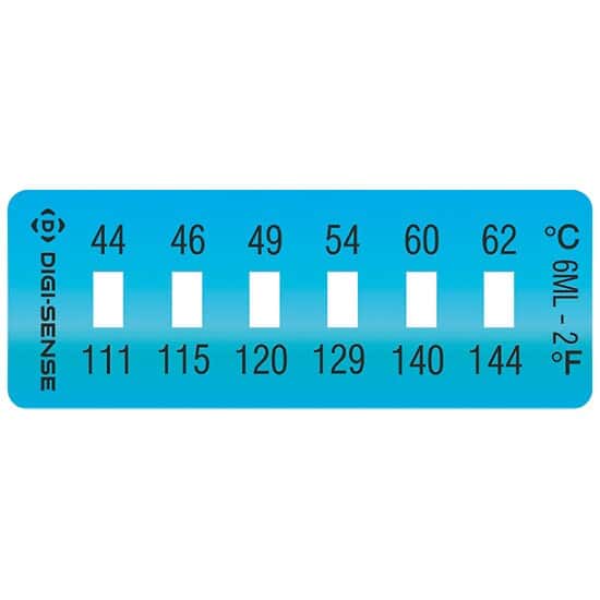 Cole-Parmer Irreversible 6-Point Horizontal Temperature Label, 111-144F/44-62C; 10/Pk