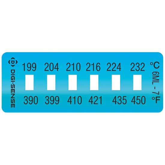 Cole-Parmer Irreversible 6-Point Horizontal Temperature Label, 390-450F/199-232C; 10/Pk