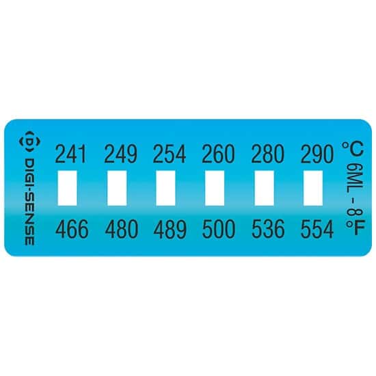 Cole-Parmer Irreversible 6-Point Horizontal Temperature Label, 460-554F/240-290C; 10/Pk