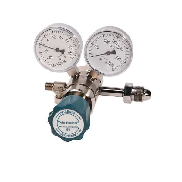Cole-Parmer Two-Stage Pressure Regulator, 900 SCFH Capacity, 350 CGA Fitting