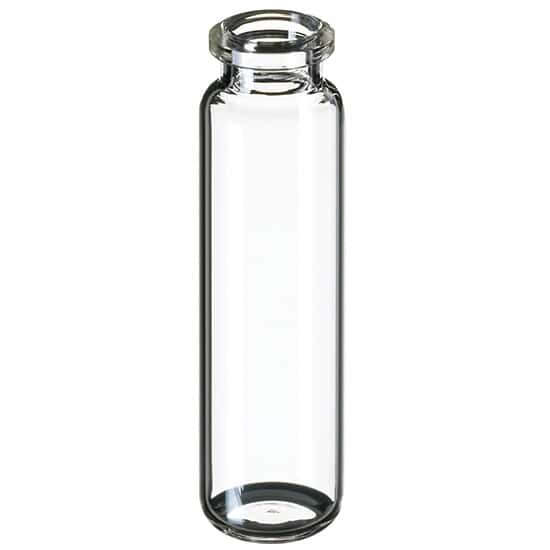 Cole-Parmer Headspace Vial, Glass, 20 mm, Crimp Neck, Round Bottom, 20 mL; 1000/pk