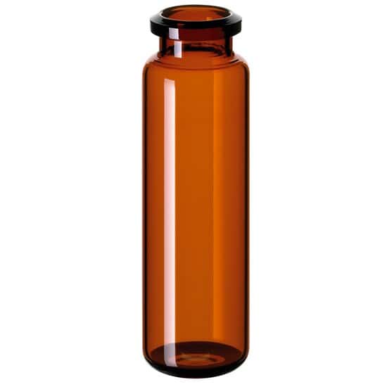 Cole-Parmer Headspace Vial, Amber Glass, 20 mm, Crimp Neck, Round Bottom, 20 mL; 1000/pk