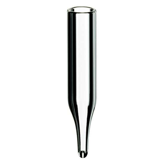 Cole-Parmer Limited-Volume Insert, Glass, Conical Bottom, 12 mm taper, 0.1 mL 1000/pk