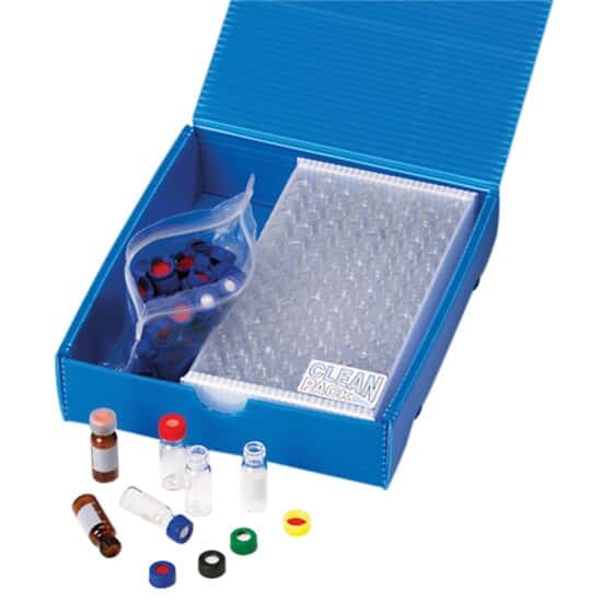 Cole-Parmer Smart Pack Vial and Screw Cap Kit, 2 mL Glass Vials, 9 mm, Rubber/TEF Septa; 100/Pk