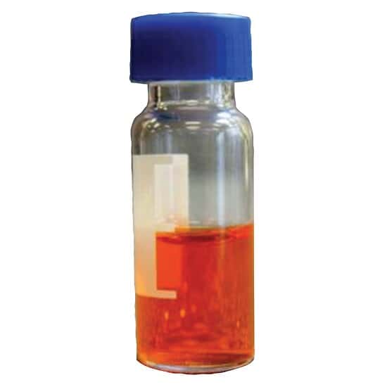 Cole-Parmer LCGC Screw Top Vials, Glass, 9 mm Short Thread, 2 mL, with Label Area, Rubber/PTFE Septum; 100/pk