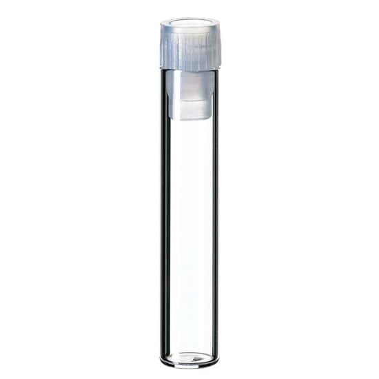 Cole-Parmer Shell Vial, 8 mm, Glass, Flat Bottom, 1 mL, with PE Plug, for Use with Insert 98700-84; 1000/pk