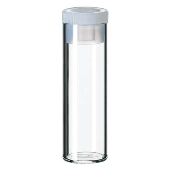 Cole-Parmer Shell Vial, 15 mm, Glass, Flat Bottom, 4 mL, with PE Plug; 1000/pk