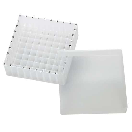 Cole-Parmer Polypropylene Storage Box, Transparent, 81 x 2 mL, with Alphanumeric Coding; Each