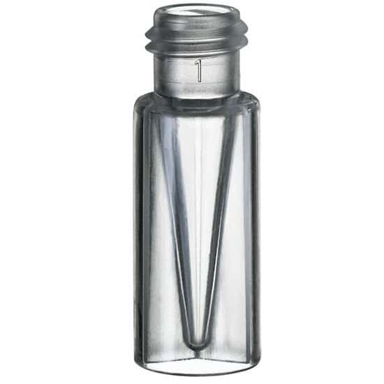 Cole-Parmer Vial, 0.2 mL, TPX PMP with Fused Glass Micro Insert, Silanized, 9 mm Short Thread; 1000/pk