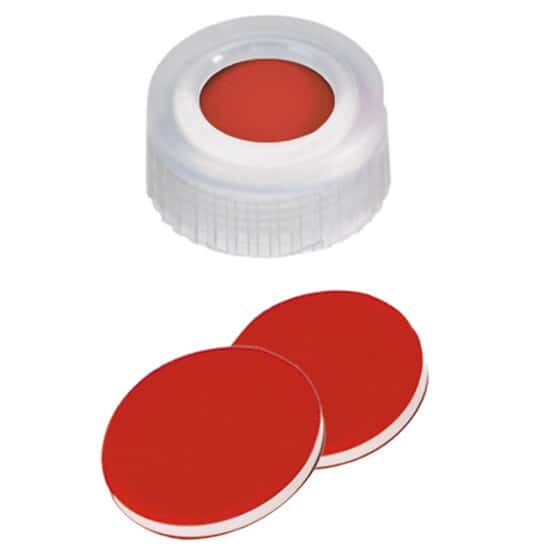 Cole-Parmer Short Thread Cap, 9mm, Open Transparent Polypropylene, Red ...