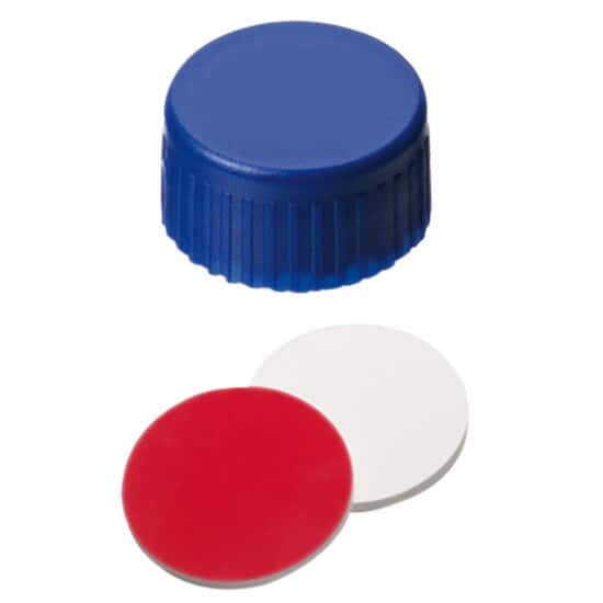 Cole-Parmer Short Thread Cap, 9mm, Closed Blue Polypropylene, Silicone ...