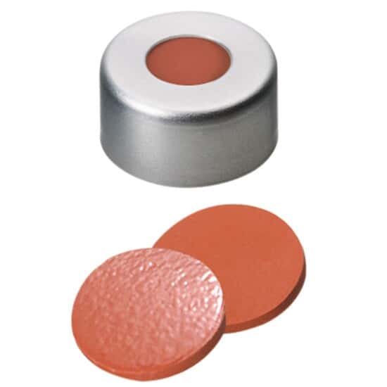 Cole-Parmer Silver Aluminum Crimp Cap, 11 mm Dia., Rubber/PTFE Septum; 1000/PK