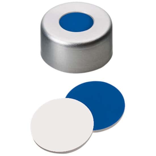 Cole-Parmer Silver Aluminum Crimp Cap, 11 mm Dia., Silicone/PTFE Septum ...
