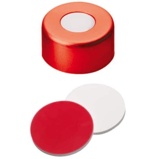 Cole-Parmer Red Aluminum Crimp Cap, 11mm Dia., Silicone/PTFE Septum ...