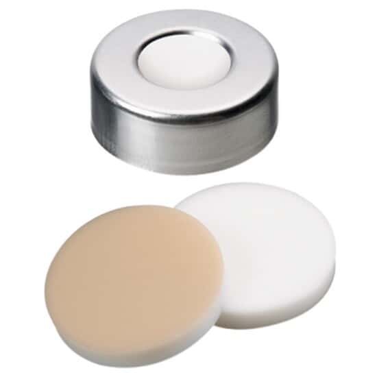 Cole-Parmer Crimp Cap Compatible with Agilent Autosamplers, 20 mm, Aluminum, Silicone/Beige PTFE Septa; 1000/PK