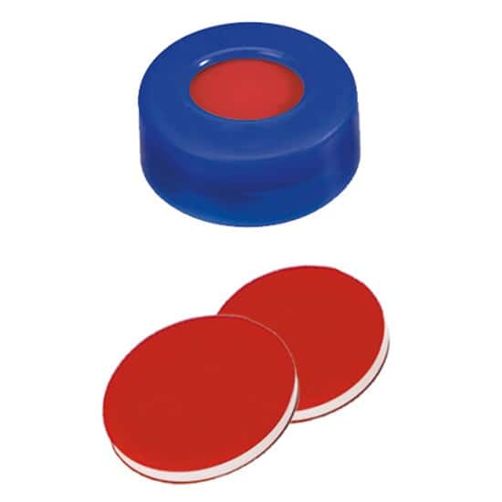 Cole-Parmer Snap Cap, Hard Polyethylene, Blue, 11 mm, PTFE/Silicone/PTFE Septa; 1000/pk