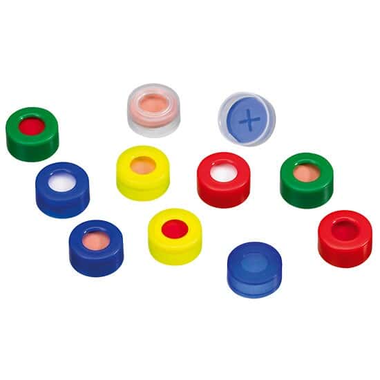Cole-Parmer Snap Cap, Soft Polyethylene Transparent, 11 mm, UltraClean Pre-Slit Silicone/Blue PTFE Septa; 1000/pk