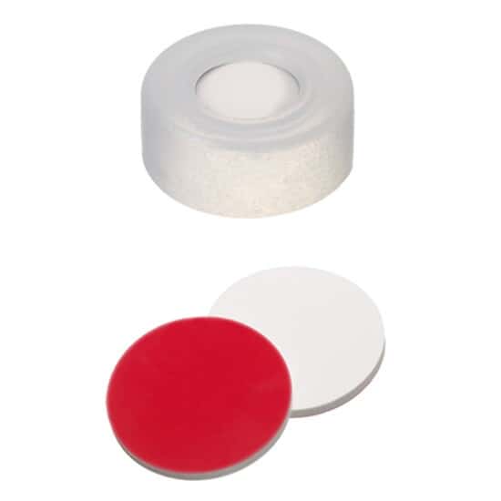 Cole-Parmer Snap Cap, Soft Polyethylene, White, 11mm, Silicone/Red PTFE Septa; 1000/pk