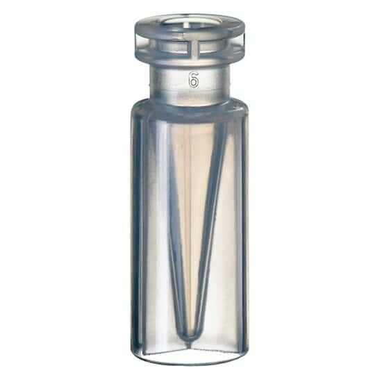Cole-Parmer Snap/Crimp Vial, Polypropylene, 0.3 mL, 11 mm, Fused Insert; 1000/pk