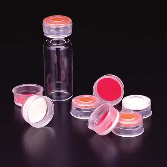 Cole-Parmer Vial Cap, Poly Crimp Seal, Clear, PTFE/Red Butyl Rubber Liner, 11 mm; 100/Pk