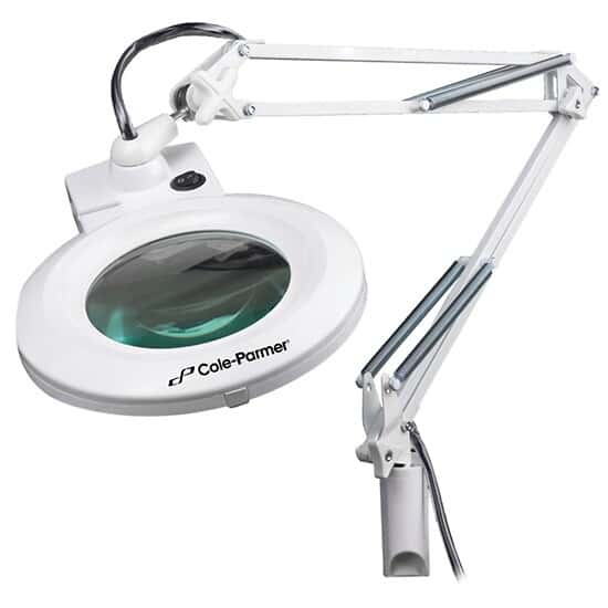 Cole-Parmer Magnifier Lamp, LED, 3D, Clamp-Mount, 31