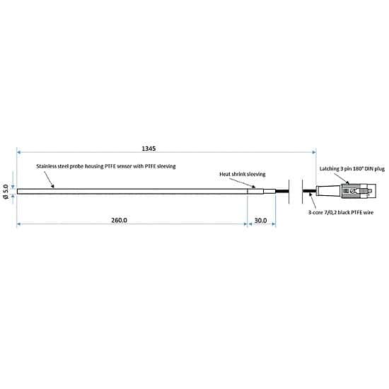 Cole-Parmer AZ6705 Digital Controller Temperature Probe with PTFE Sleeving 