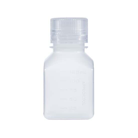 ColeParmer Essentials Graduated Square Plastic Bottle, PPCO, 125mL; 12