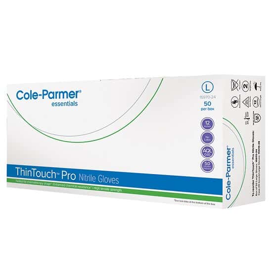 ColeParmer Essentials ThinTouchPROtect™ Nitrile Gloves, 9.5" (S); 1000