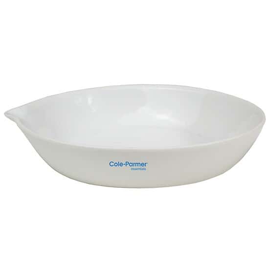 ColeParmer Essentials Porcelain FlatForm Evaporating Dish, 50 mL, 6