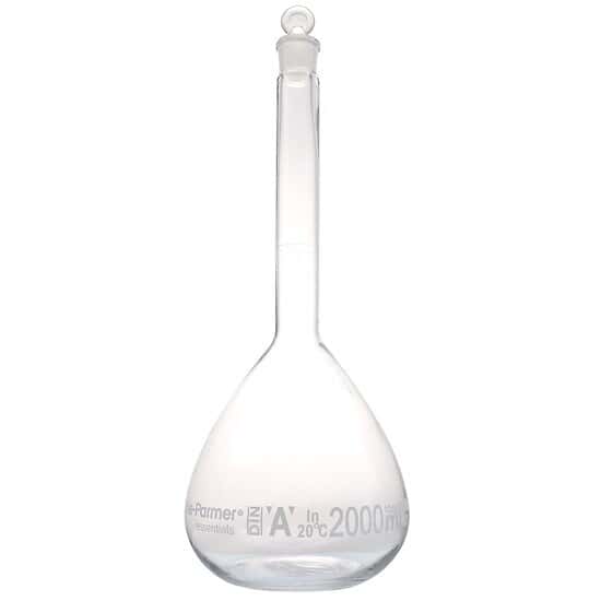 ColeParmer Essentials Volumetric Flask, Glass, with Glass Stopper, 5000 mL; 1/PK from Cole