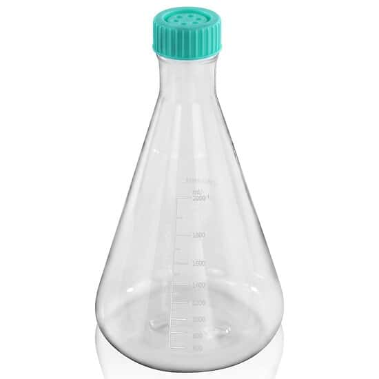 ColeParmer Essentials Erlenmeyer Flask, PC, Sterile, Vent Cap, 2000mL