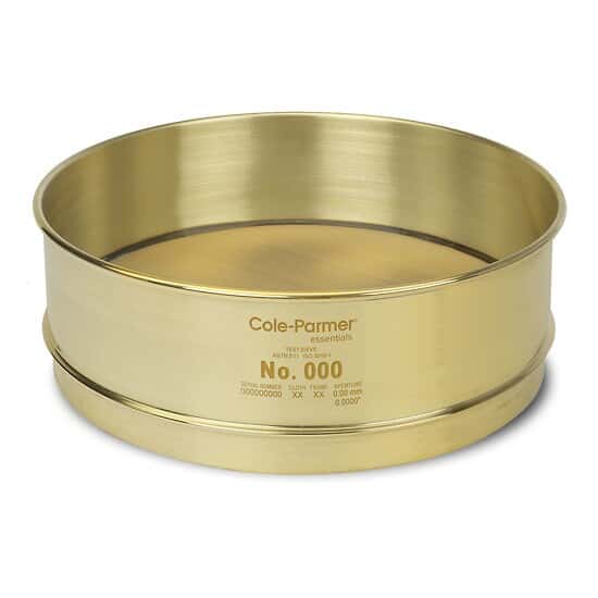 ColeParmer Essentials Sieve; No 70, FullHeight, 12", Brass/Brass