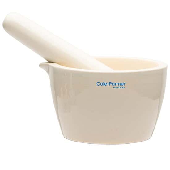 ColeParmer Essentials Mortar and Pestle Set, Porcelain, 275 mL from