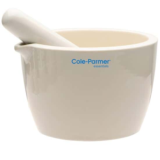 ColeParmer Essentials Mortar and Pestle Set, Porcelain, 750 mL from