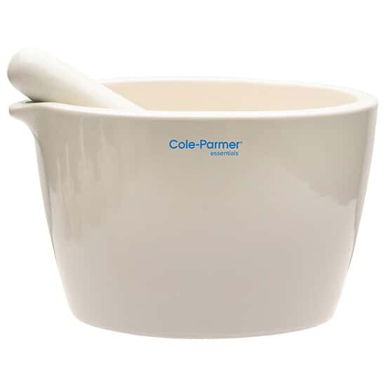 ColeParmer Essentials Mortar and Pestle Set, Porcelain, 1900 mL from