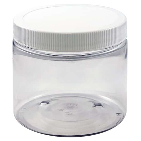 Cole-Parmer SamplePrep 2256 Jar with Screw Cap, Clear Plastic, 16 oz (480 mL); 12/PK
