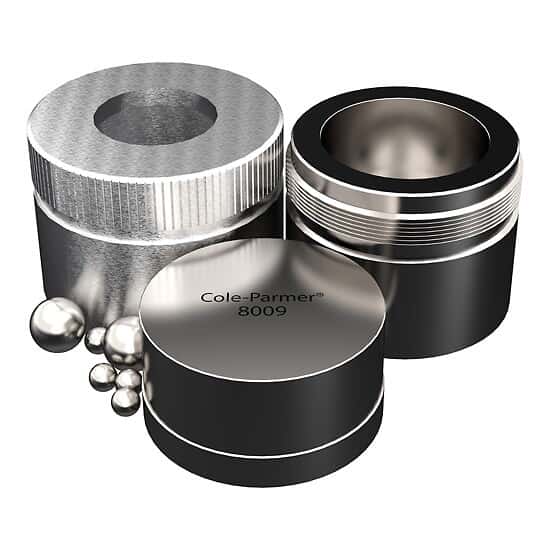 Cole-Parmer SamplePrep 8009 Grinding Vial Set, Round-Ended, Hardened Steel, 35 mL; 1/EA