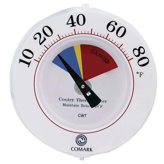 COMARK CWT Cooler Wall Thermometer with HACCP-Series Zones, 10 to 80F