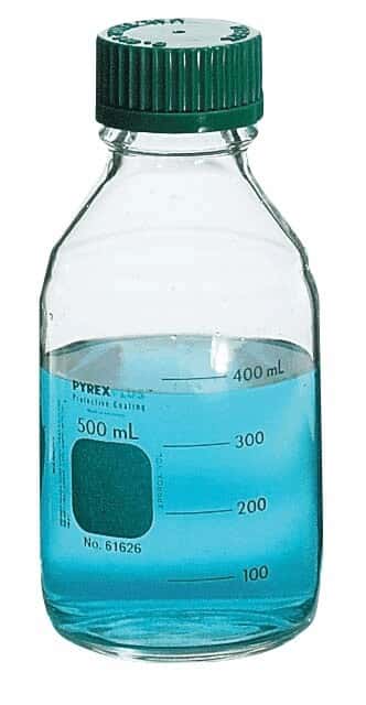 Corning PYREXPLUS® 61626 Safety-Coated Media Storage Bottle, 100 mL; 4/PK