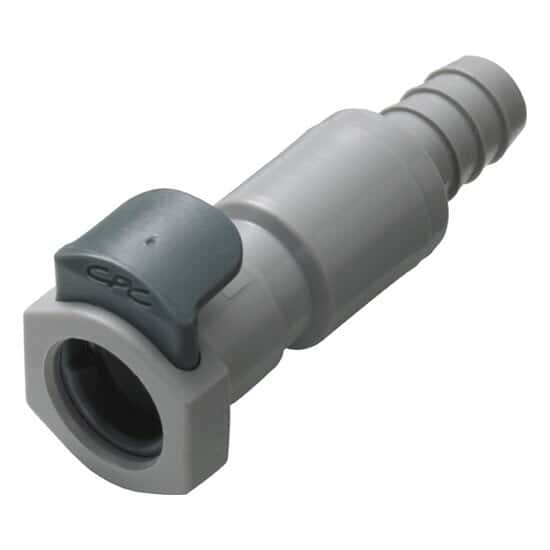 CPC (Colder) EFC12 Quick-Disconnect  Fittings, Hose Barb Body, Polypropylene, Valved, 1/4