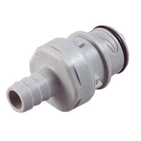 COLDER COUPLER: POLYPROPYLENE, ¼ IN, INSERT X TUBE, SHUT-OFF, 1 13/16