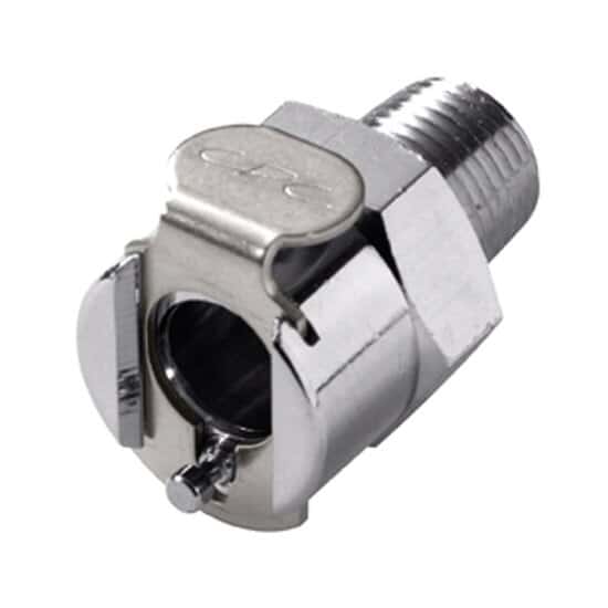 CPC (Colder) MCD Quick-Disconnect Fitting, Threaded Body, Chrome-Plated Brass, Valved, 1/8