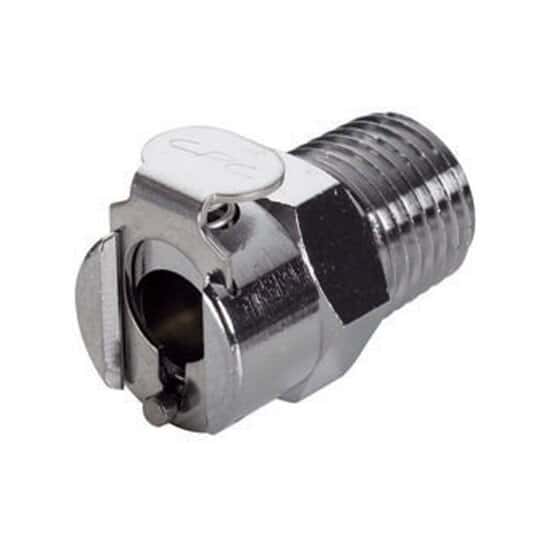 CPC (Colder) MCD Quick-Disconnect Fitting, Threaded Body, Chrome-Plated Brass, Valved, 1/4
