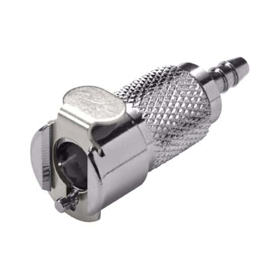 CPC (Colder) MCD Quick-Disconnect Fitting, Hose Barb Body, Chrome-Plated Brass, Valved, 1/8