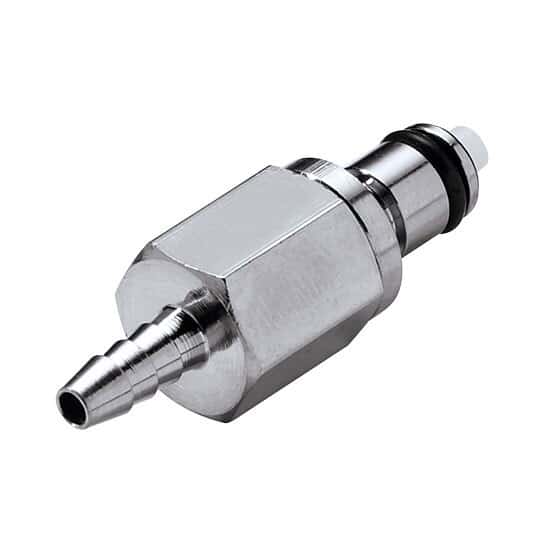 CPC (Colder) MCD Quick-Disconnect Fitting, Hose Barb Insert, Chrome-Plated Brass, Valved, 1/8