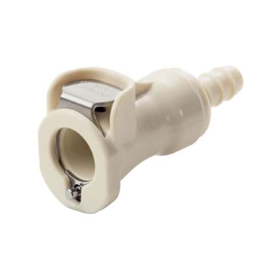 CPC (Colder) PLCD12 Quick-Disconnect Fittings, Hose Barb Body, Polypropylene, Valved, 1/4
