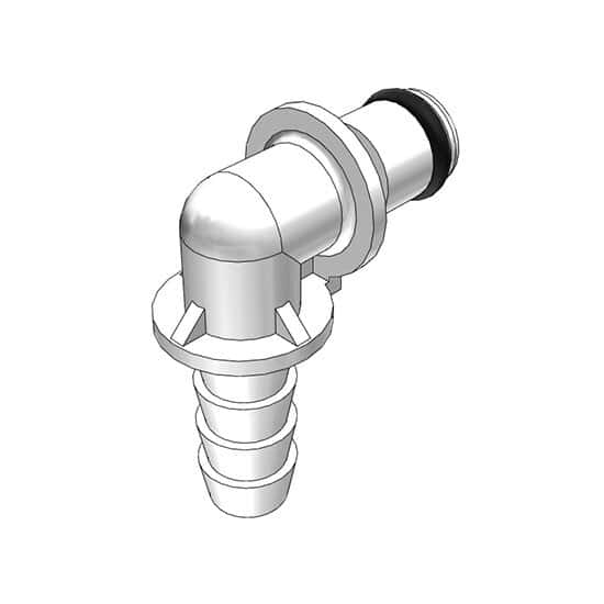 CPC (Colder) PMC Quick-Disconnect Fitting, Hose Barb Insert, Elbow, Acetal, Non-Valved, 1/4